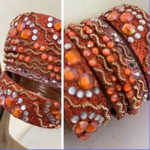 Orange and Gold Beaded/bangle set! 2.5 inches